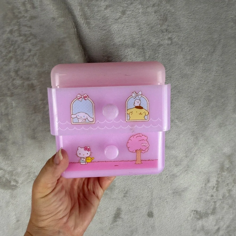 Sanrio Characters Pink Strawberry Mini Jewelry Box 2 Drawers Hello Kitty Kawaii
